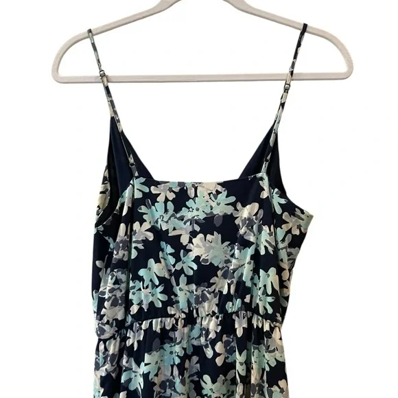 Banana Republic Faux Wrap Maxi Dress Floral Print Navy & Mint Size: 4 Petite - Picture 8 of 12